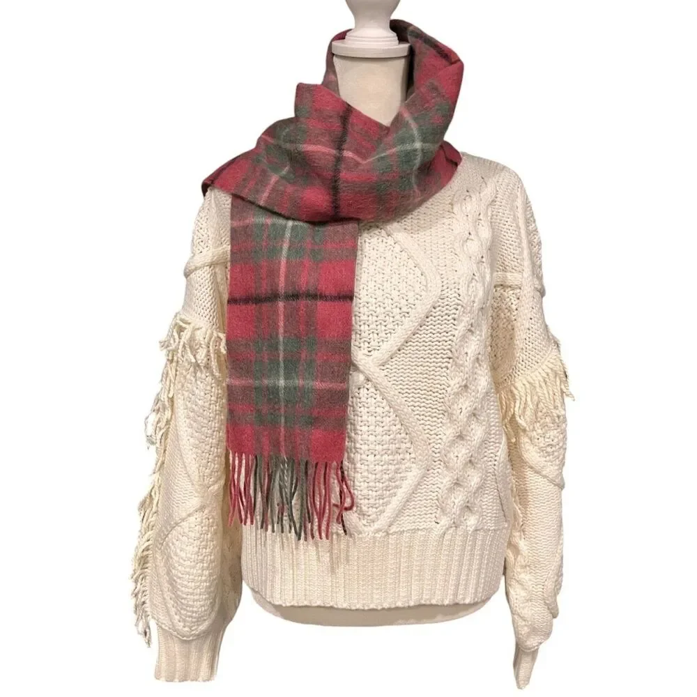 SCOTTISH COLLECTION 100% Lambswool Scarf Pink/Green Plaid